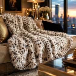 Plaid en fausse fourrure tachetée | Couverture en fourrure tachetée | Jeté dalmatien