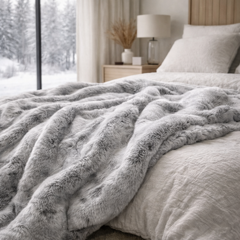 Faux Fur Throw New Koala | Large Koala Fur Throw Blanket or Bedspread
