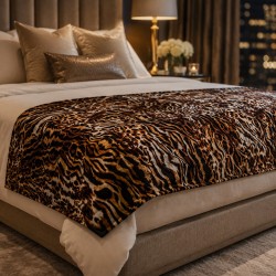 Large Animal Print Throw | Luxury Leopard Print Velvet Sofa Throw