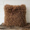Brown Mongolian Faux Fur Cushion Covers | Brown Curly Haired Fur Cushions