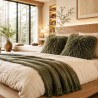 Green Mongolian Fur Cushions | Green Curly Haired Faux Fur Cushions