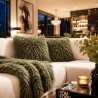 Green Mongolian Fur Cushions | Green Curly Haired Faux Fur Cushions