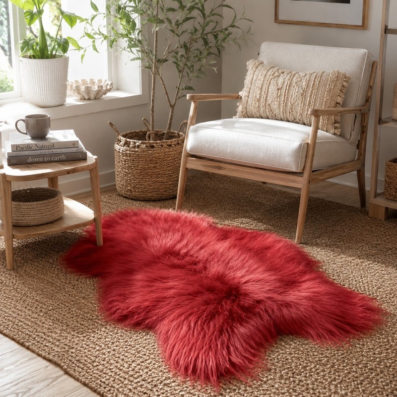 Rust Red Sheepskin Rug | Burgundy Icelandic Sheepskin