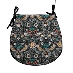D Shaped Chair Pad Strawberry Thief Tealwood | William Morris Seat Pads