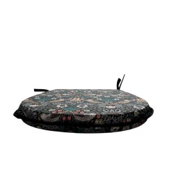 D-vormig zitkussen Strawberry Thief Navy | Blauw bloemen D-vormig zitkussen