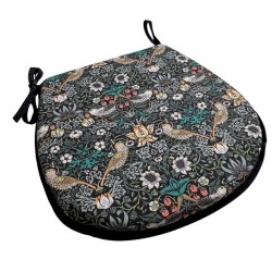 D-vormig zitkussen Strawberry Thief Navy | Blauw bloemen D-vormig zitkussen