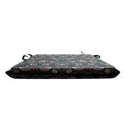 Cuscino Quadrato per Sedia Strawberry Thief Blu Navy | Cuscini Quadrati Rossi per Sedia con Lacci