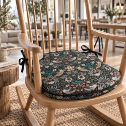 Cuscino per Sedia con Fiori "Strawberry Thief" Blu Navy | Cuscini per Sedia con Fiori |