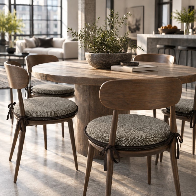 Ronde Bistro Natuurlijke Regenwoud Gobelin Stoelkussens | Ronde Stoelkussens