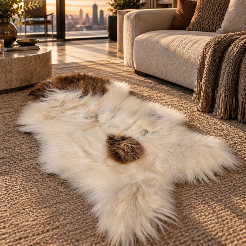 Tapis en Peau de Mouton Ivoire Blanc Pur | Tapis en Peau de Mouton Islandais Blanc Naturel