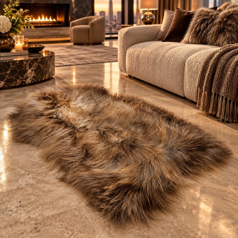 Natural Icelandic Sheepskin Rugs | Large Brown Icelandic Sheepskin
