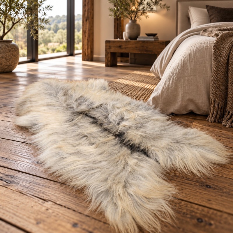 Tapis en Peau de Mouton Ivoire Blanc Pur | Tapis en Peau de Mouton Islandais Blanc Naturel