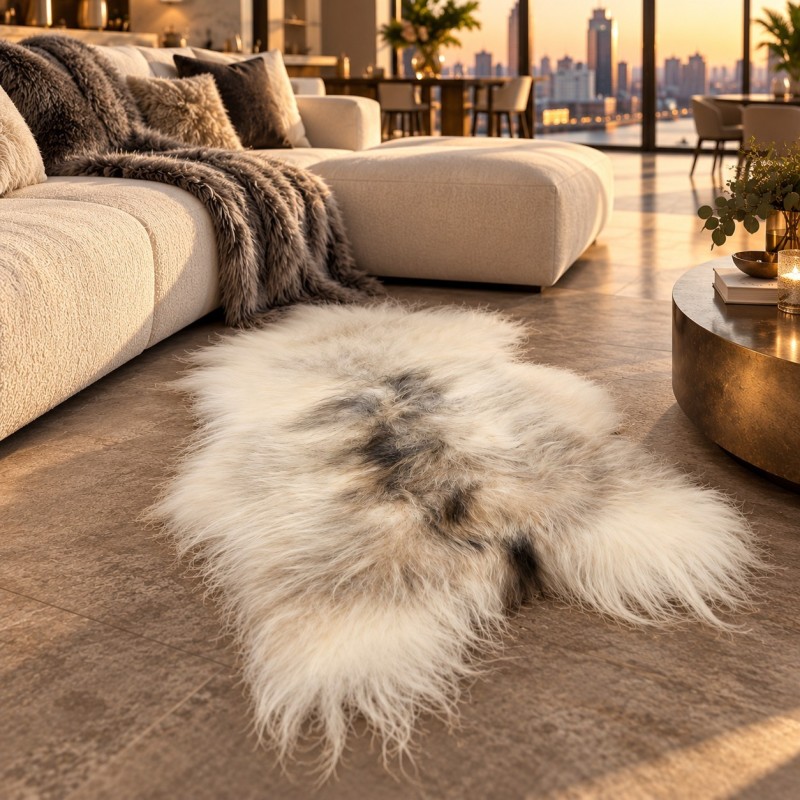 Tapis en Peau de Mouton Ivoire Blanc Pur | Tapis en Peau de Mouton Islandais Blanc Naturel