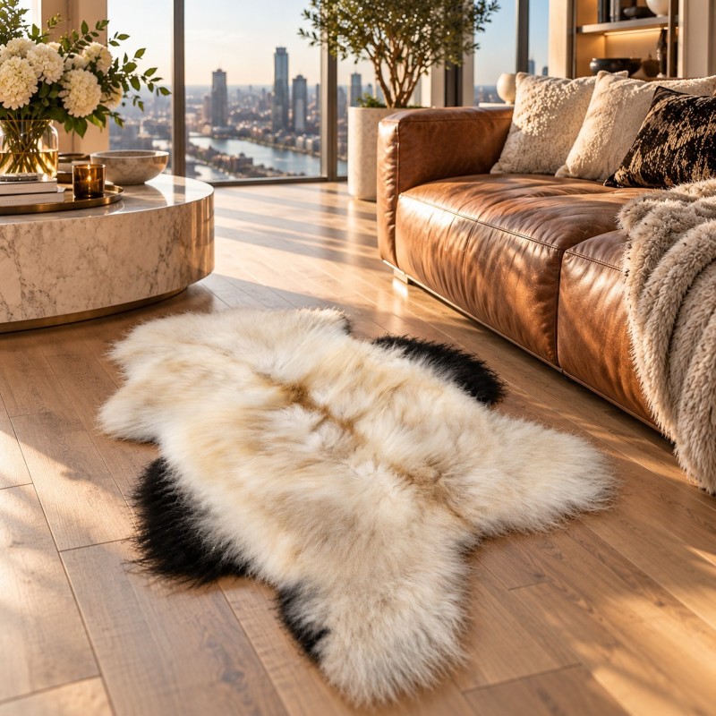 Ivory White Pure Sheepskin Vloerkleed | Natuurlijk Wit IJslands Schapenvacht Vloerkleed