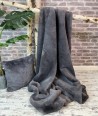 Slate grey faux fur throw, grey faux fur blanket