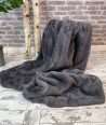 Super soft luxurious fake fur blanket throw in slate grey, many sizes