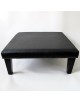 Large Square Black Leather Footstool 114