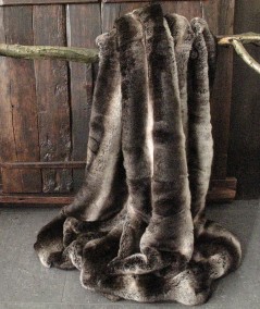 Dark Chinchilla faux fur bed throw