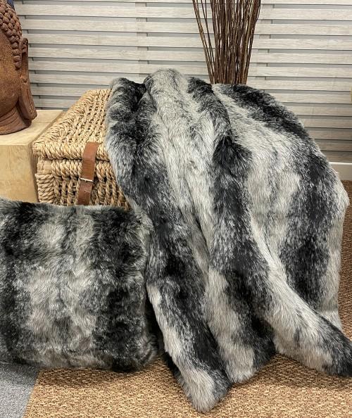 Dark Chinchilla Faux Fur Throw