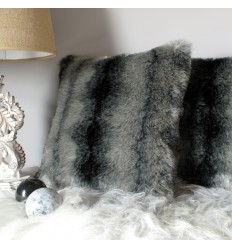 Black Wolf Faux Fur Cushion