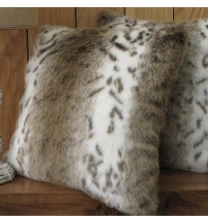 Beige Lynx Faux Fur Cushion