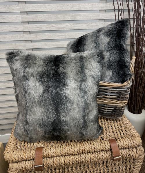 Dark Chinchilla Faux Fur Cushion