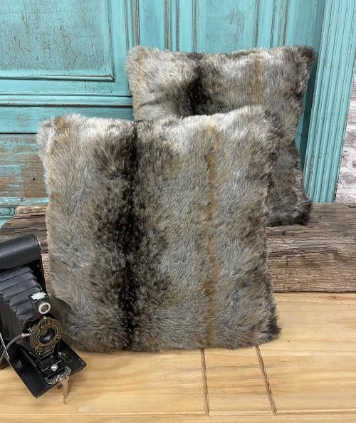 Grey Rabbit Faux Fur Cushion