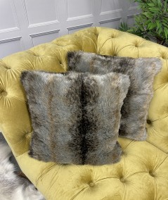 Grey Rabbit Faux Fur Cushion