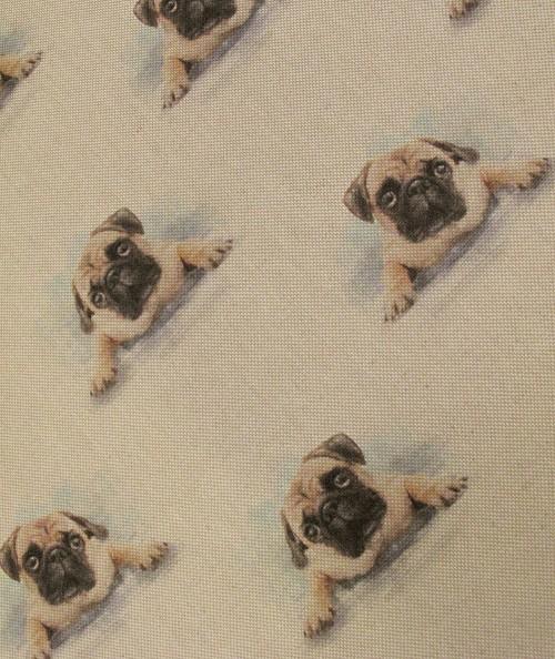 Close up image of the small pug seat pad fabric