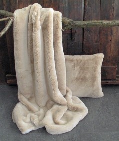 Luxury plain beige faux fur blanket
