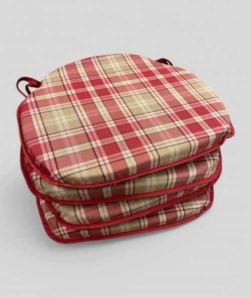Spindle Chair Pads Highland Check Red