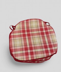 Thick red tartan chair pads