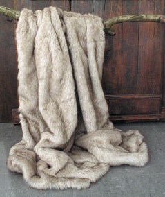 Long haired luxury beige fur throw