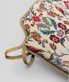 Extra thick patterned tapestry spindle seat pads with ties