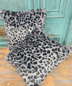 Grey Leopard Fake Fur Cushions
