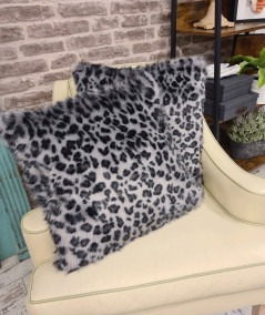 Grey Leopard Fake Fur Cushion Covers