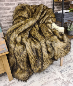Luxury beige, tan and brown faux fur throw