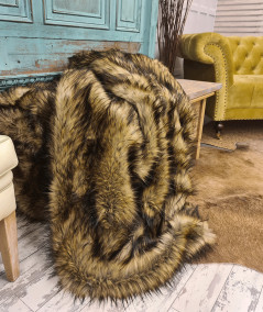Luxury beige, tan and brown faux fur bedspread