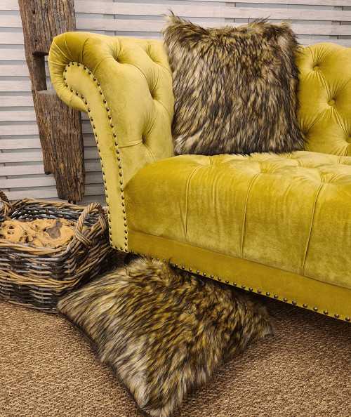 Long haired mixed brown faux fur cushions