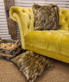 Long haired mixed brown faux fur cushions