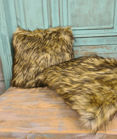 Long haired mixed brown faux fur cushion covers