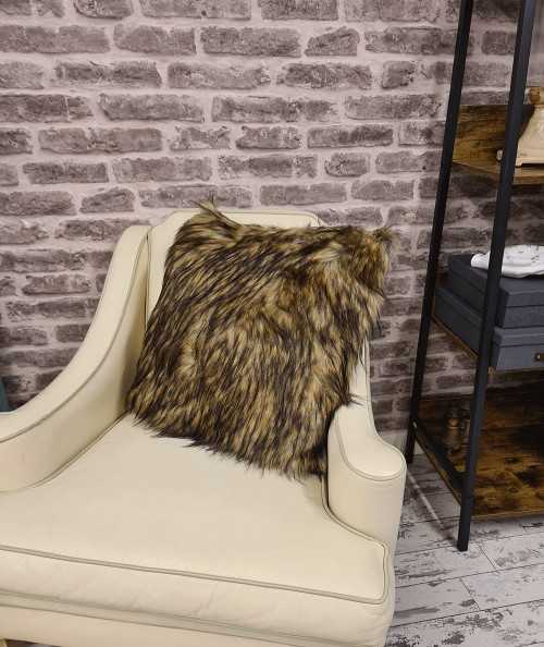 Long haired luxury brown faux fur cushions