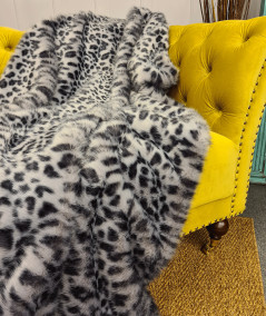 Luxury grey and black animal print faux fur blanket