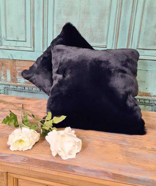 Navy blue luxury fur cushions