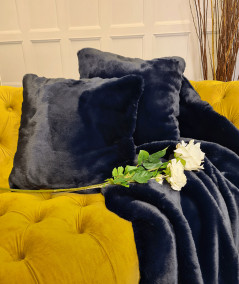 Dark blue luxury fur cushions