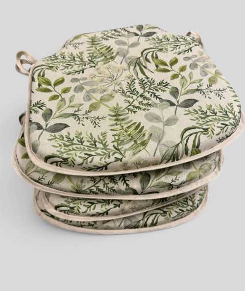 Green & Grey Floral Spindle Chair Pads