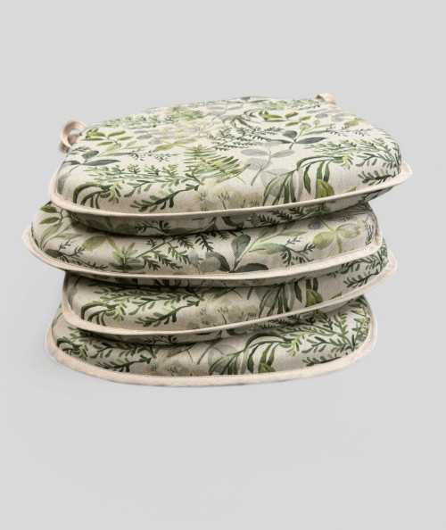 Green & Grey Floral Spindle Seat Cushions