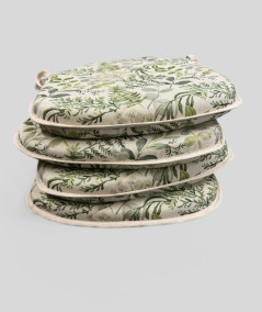 Green & Grey Floral Spindle Seat Cushions