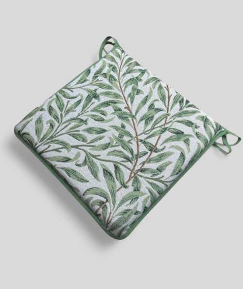Green patterned square seat pad