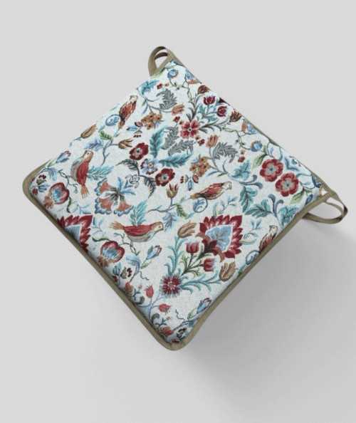 Extra thick multicoloured square tapestry seat cushions